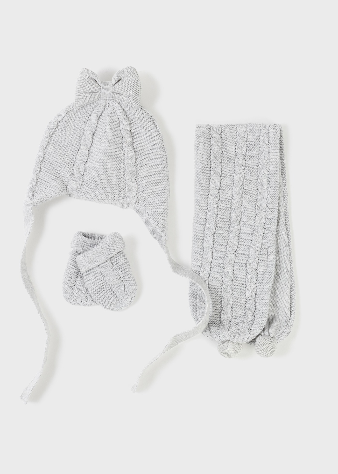 Newborn Girl 3 Piece Hat and Scarf Set