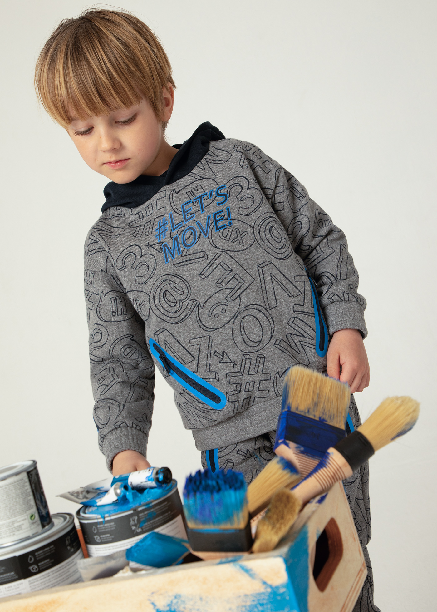 Boy Contrast Print Hoodie