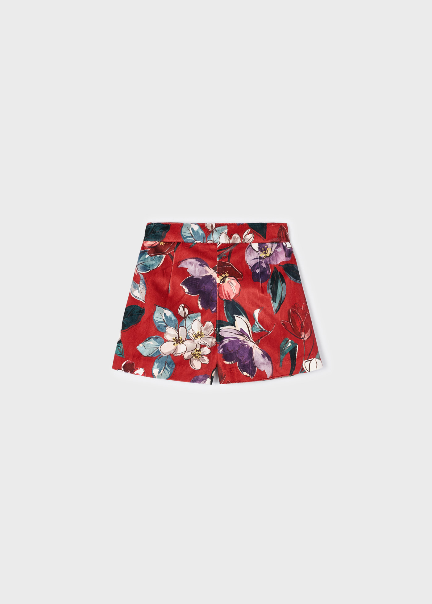 Girl Velvet Floral Print Shorts