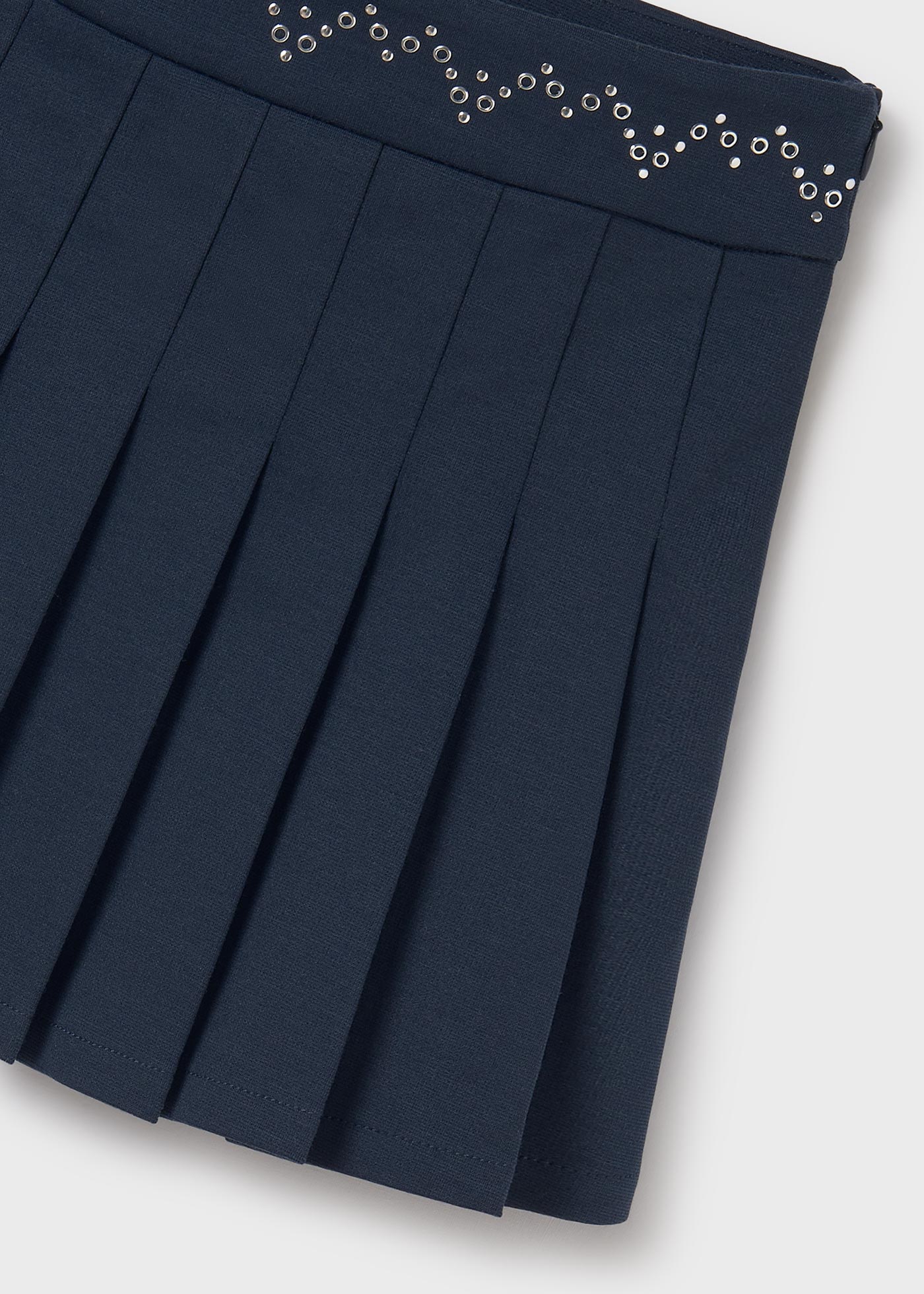 Girl Pleated Skirt with Decorative Waistband