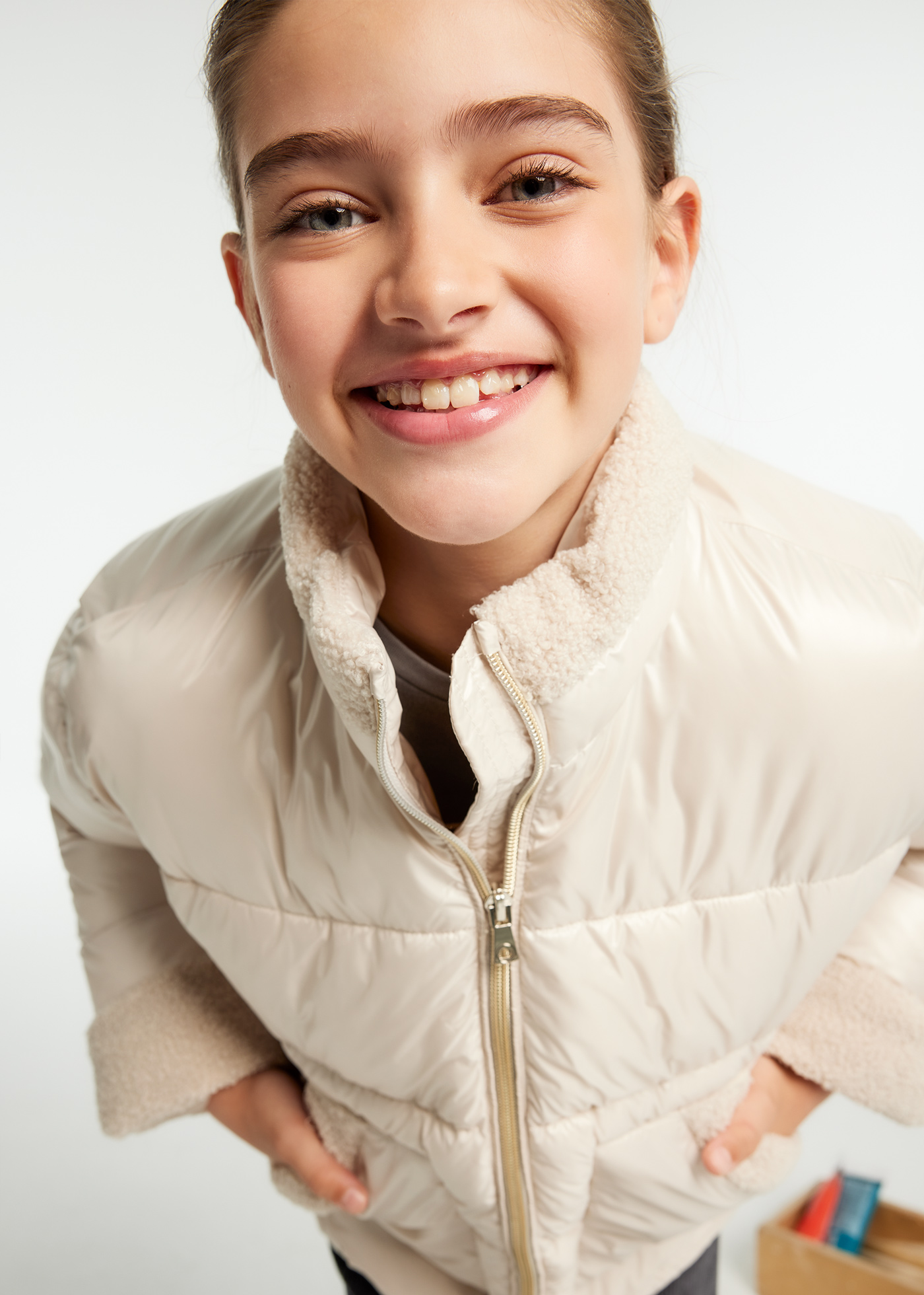 Girl Padded Coat with Faux Sheepskin