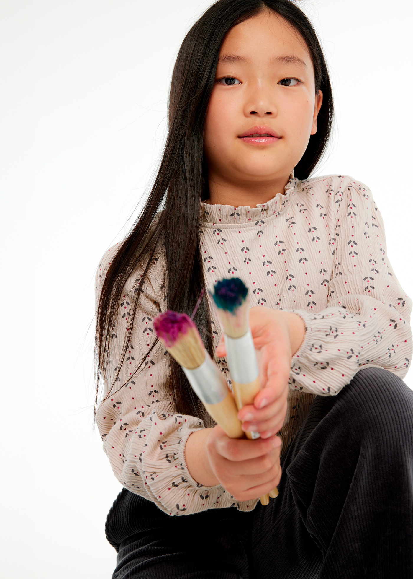 Girl Print Ruched Top