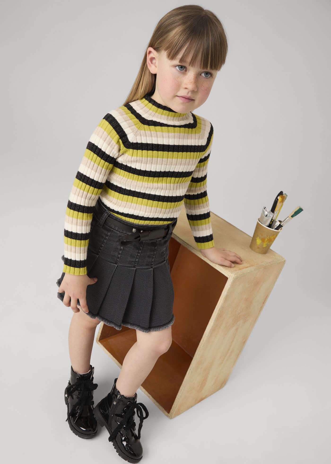 Girl Denim Skirt with Belt