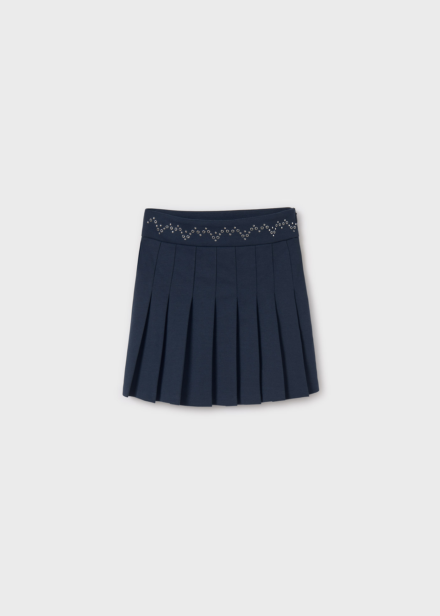 Girl Pleated Skirt with Decorative Waistband
