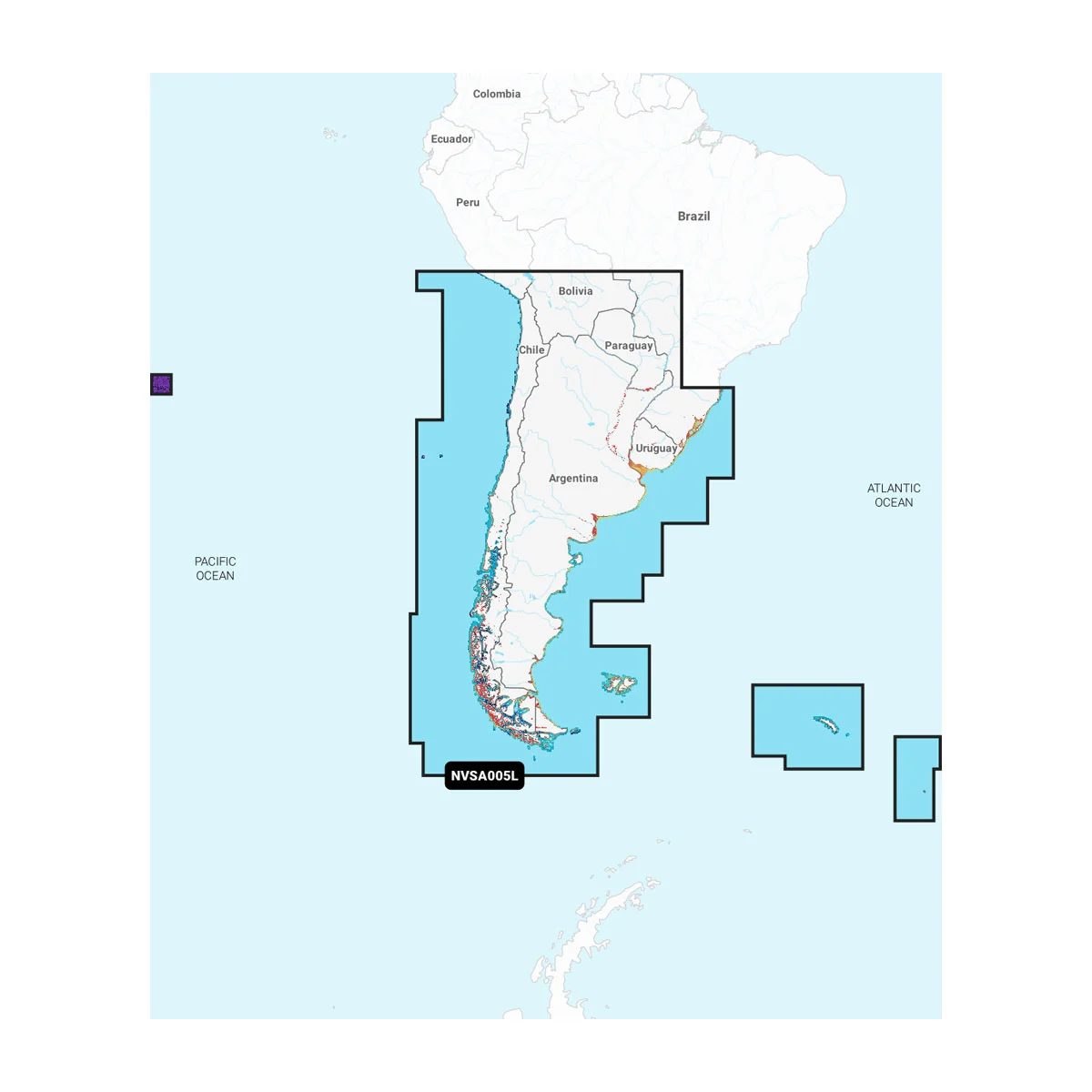 Chile, Argentina & Easter Island - Marine Charts Garmin Navionics Vision+™ | NVSA005L | microSD™/SD™ and One-year Subscription