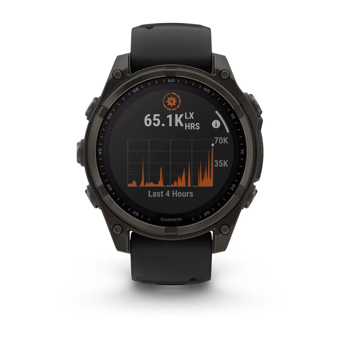 fēnix® 8 – 47 mm, Solar Sapphire, Carbon Gray DLC Titanium with Black/Pebble Gray Silicone Band