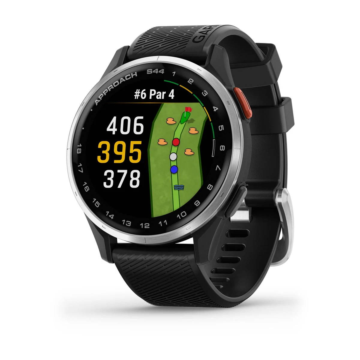 Approach® S44 Silver Aluminum Bezel with Black Silicone Band
