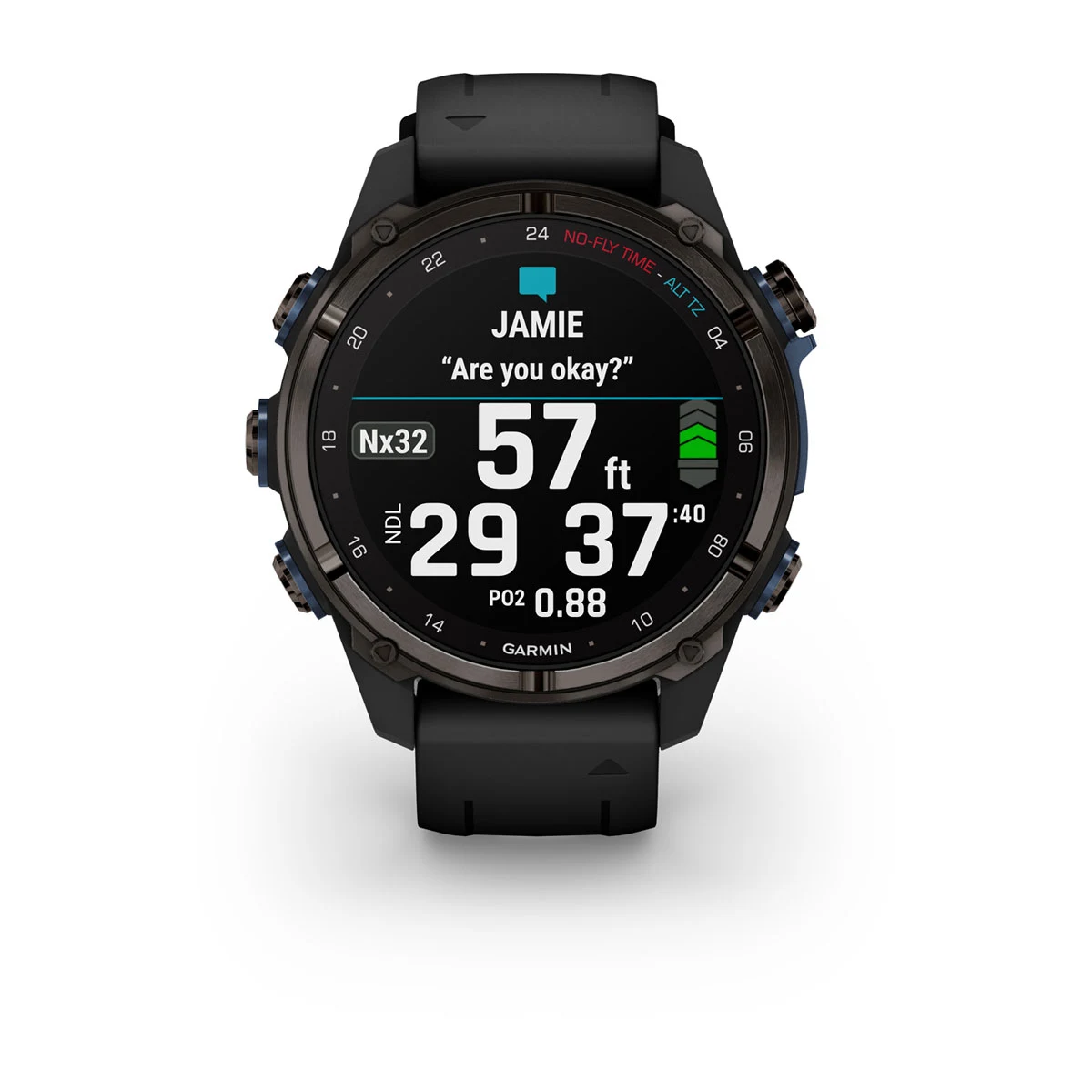 Descent™ Mk3i – 43 mm Carbon Gray DLC Titanium with Black Silicone Band