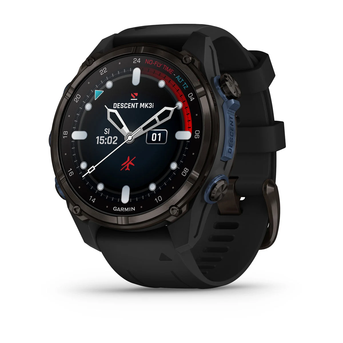 Descent™ Mk3i – 43 mm Carbon Gray DLC Titanium with Black Silicone Band