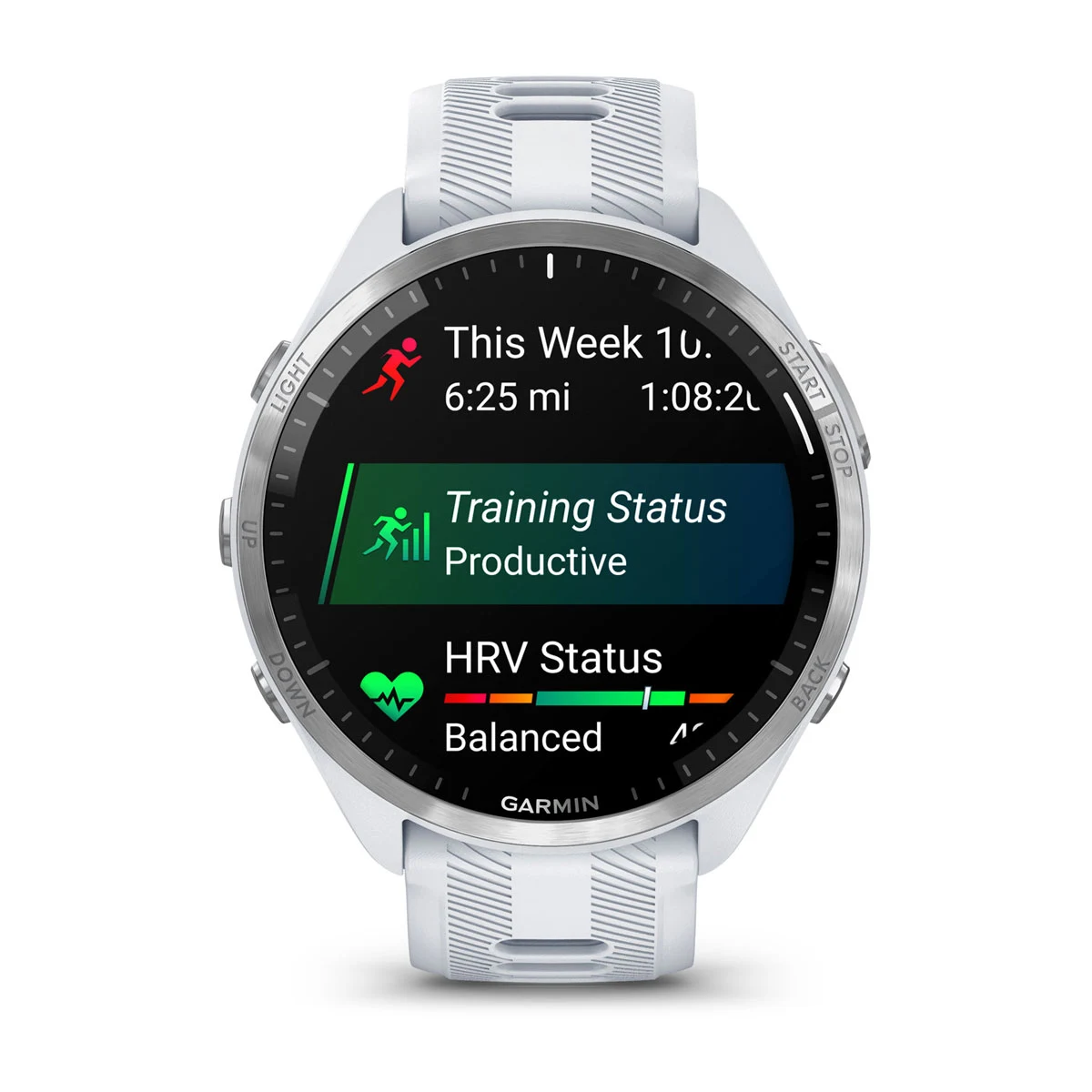 Forerunner® 965 Titanium Bezel with Whitestone Case and Whitestone/Powder Gray Silicone Band