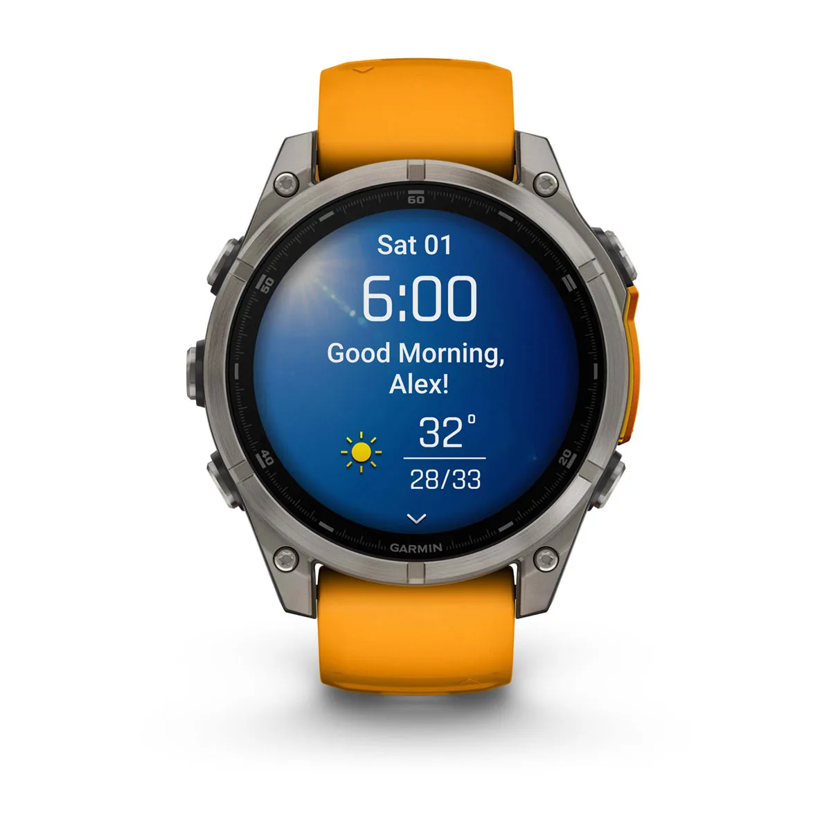 fēnix® 8 – 47 mm, AMOLED Sapphire, Titanium with Spark Orange/Graphite Silicone Band