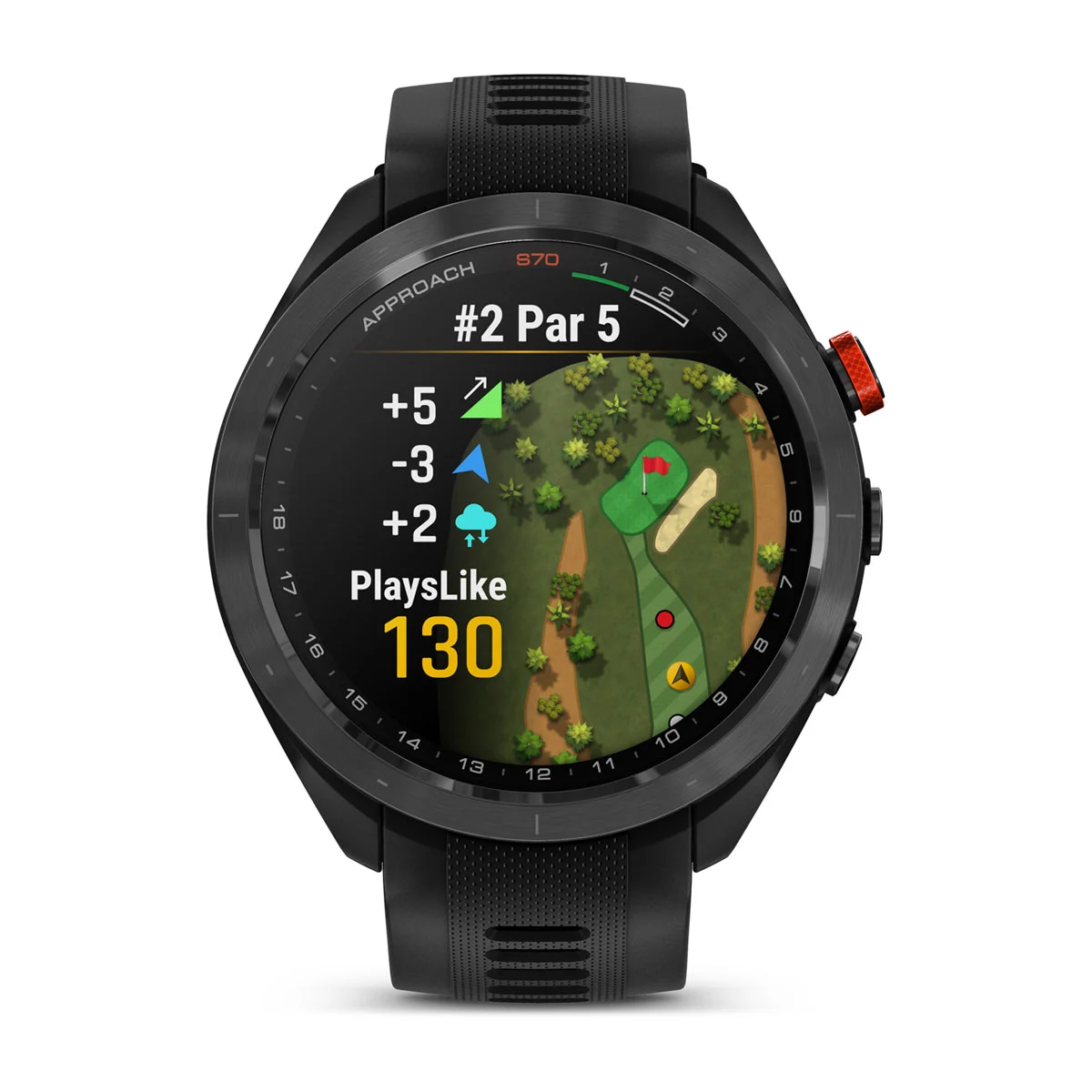 Approach® S70 - 47 mm Black/Red Ceramic Bezel with Black Silicone Band
