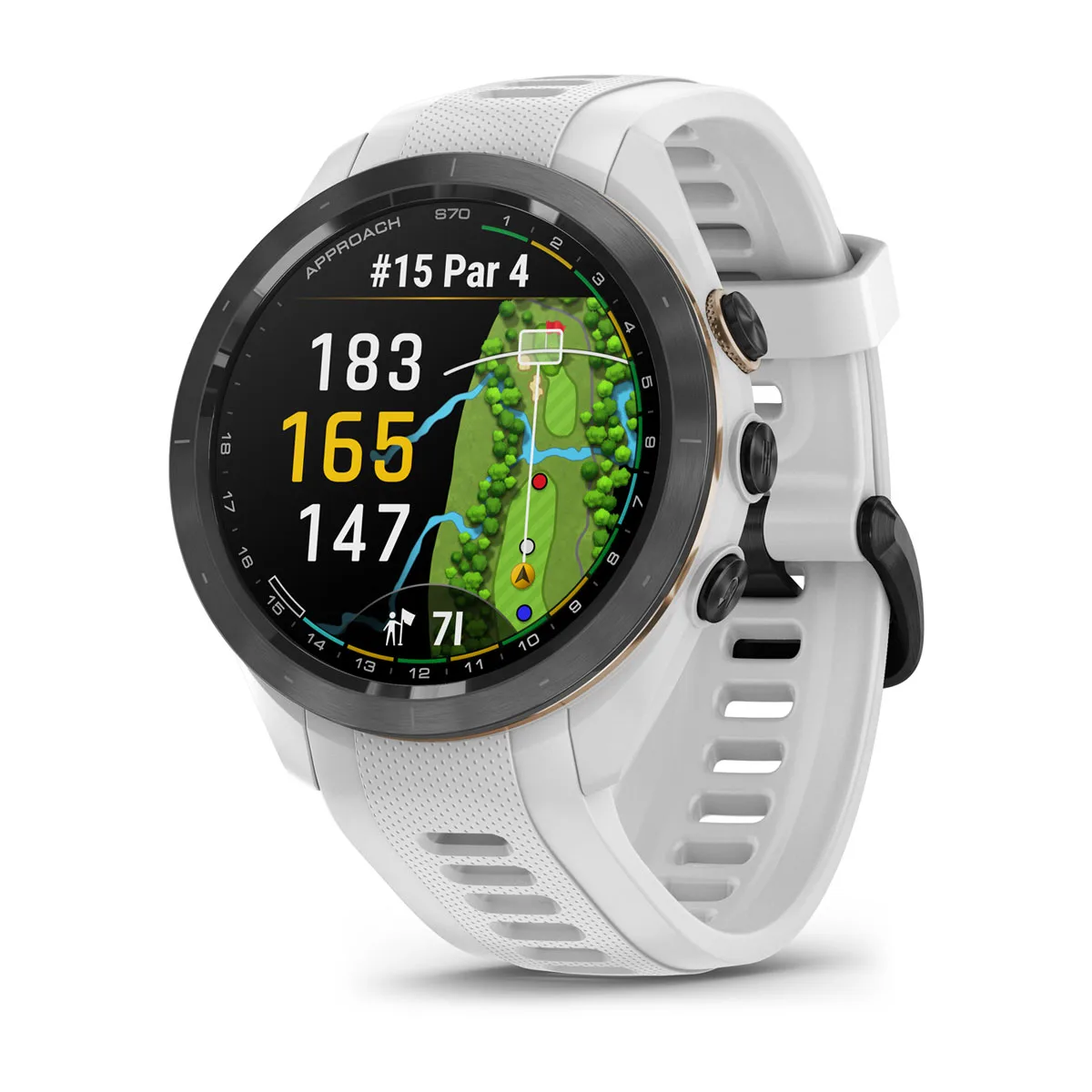 Approach® S70 - 42 mm Black/Peach Ceramic Bezel with White Silicone Band