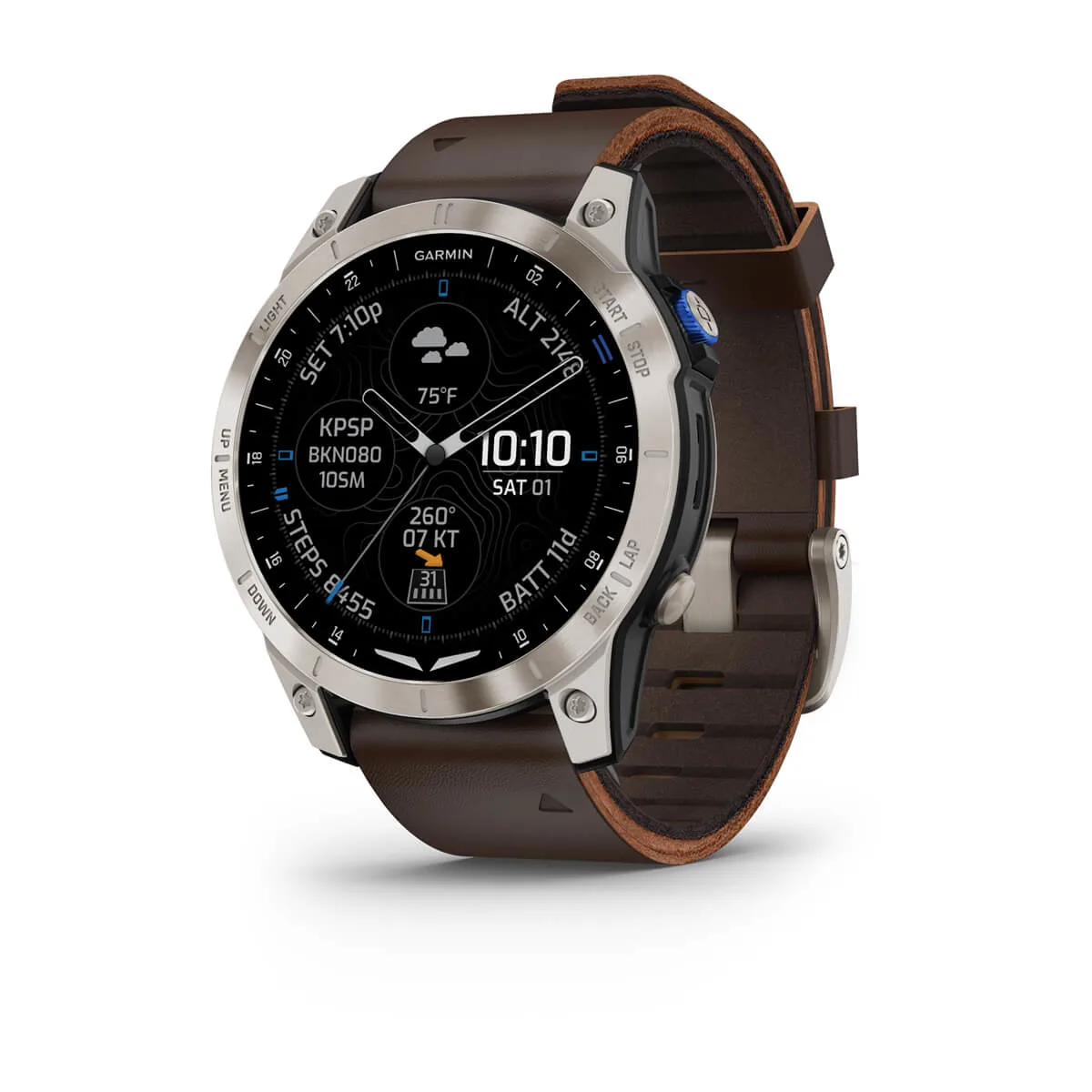 D2™ Mach 1 Aviator Smartwatch with Oxford Brown Leather Band