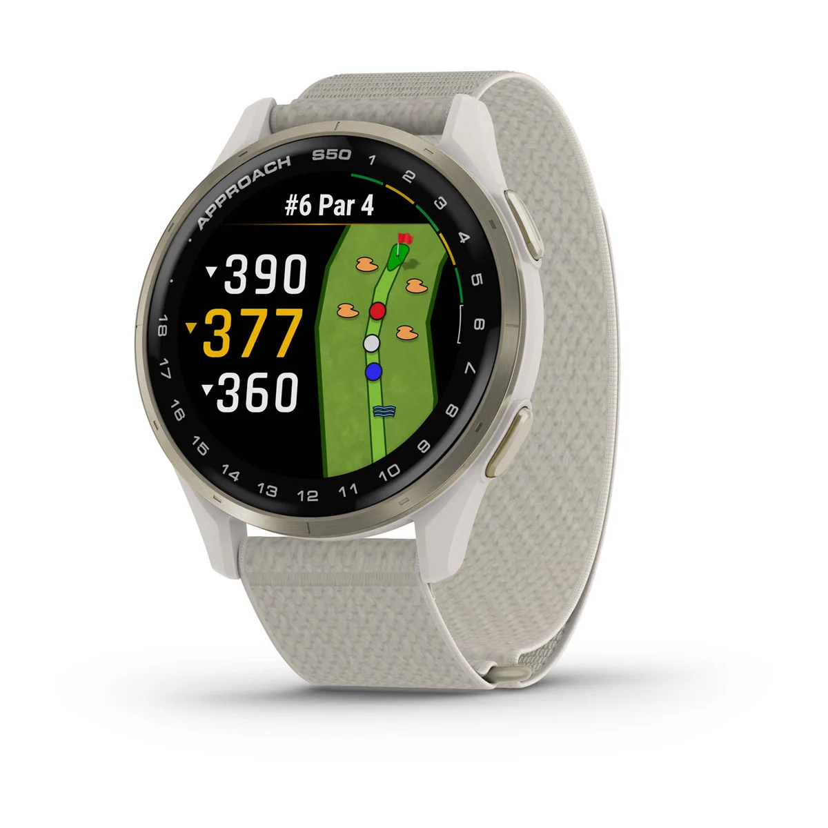 Approach® S50 Cream Gold Aluminum Bezel with Ivory ComfortFit Nylon Band
