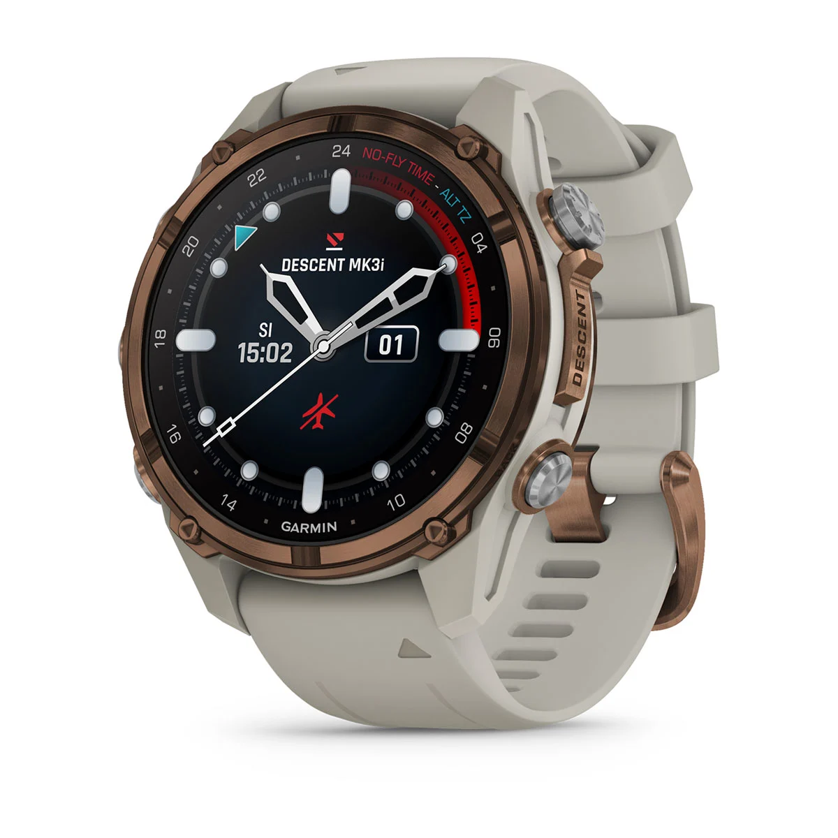 Descent™ Mk3i – 43 mm Bronze PVD Titanium with French Gray Silicone Band