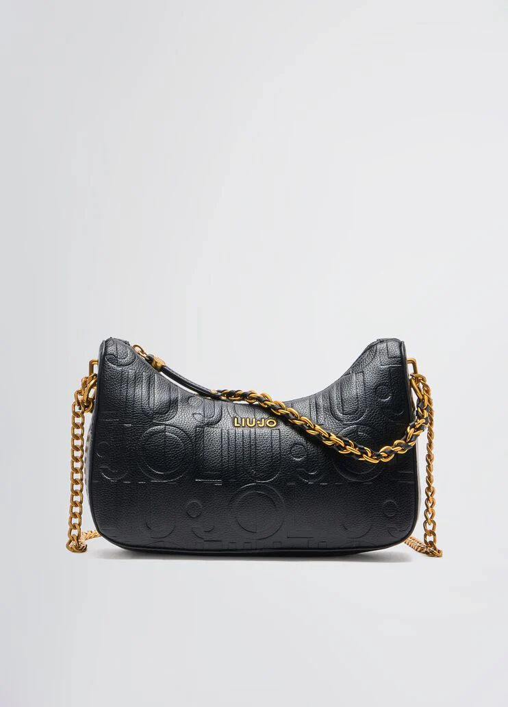 Black shoulder bag with logo