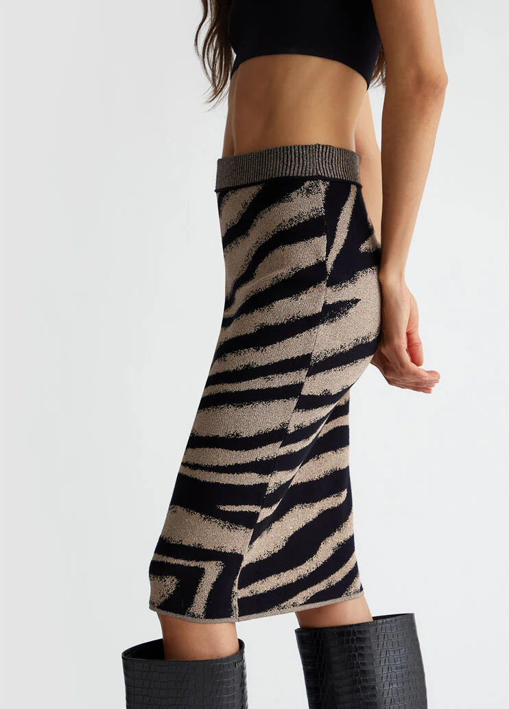 Animal-design knit skirt