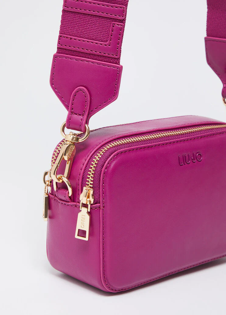 Fuchsia crossbody bag with maxi-logo