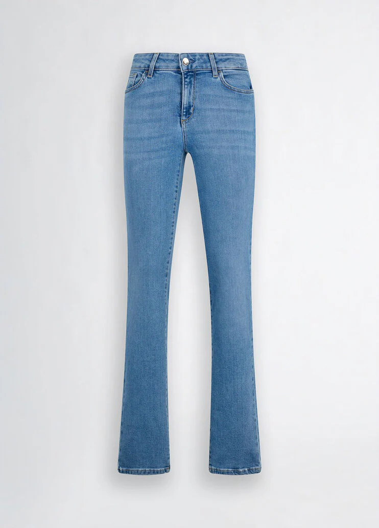 Light slim-fit jeans with rhinestones
