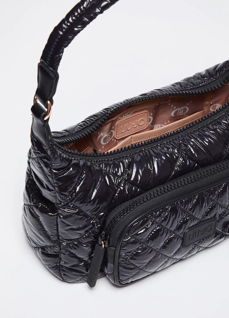 Quilted nylon shoulder bag