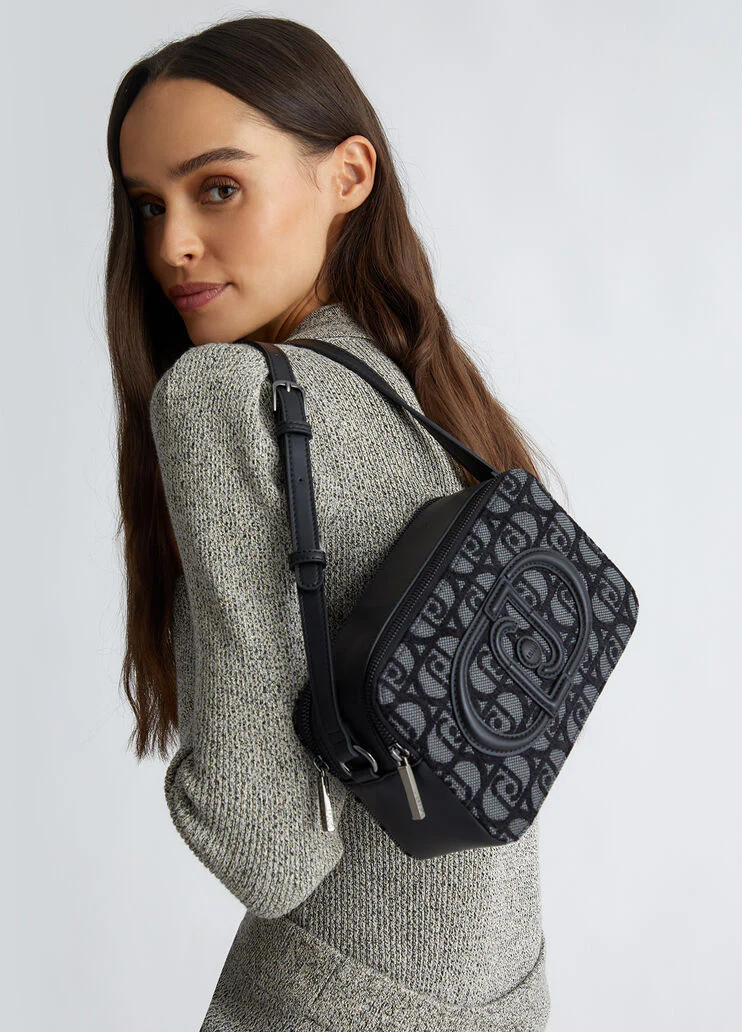 Jacquard crossbody bag with logo