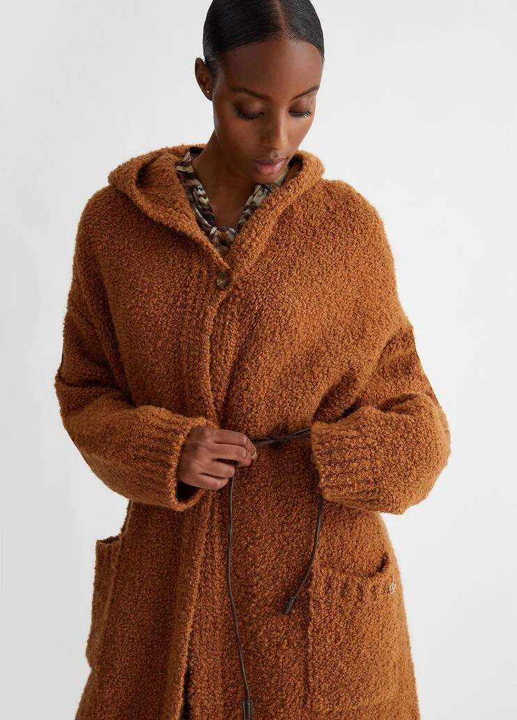 Wool blend knit coat
