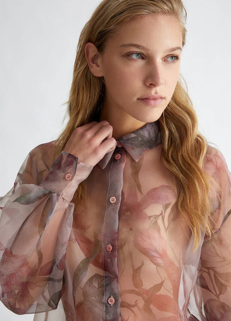 Floral organdy shirt