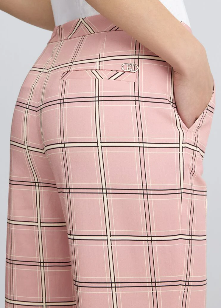 Flared check trousers