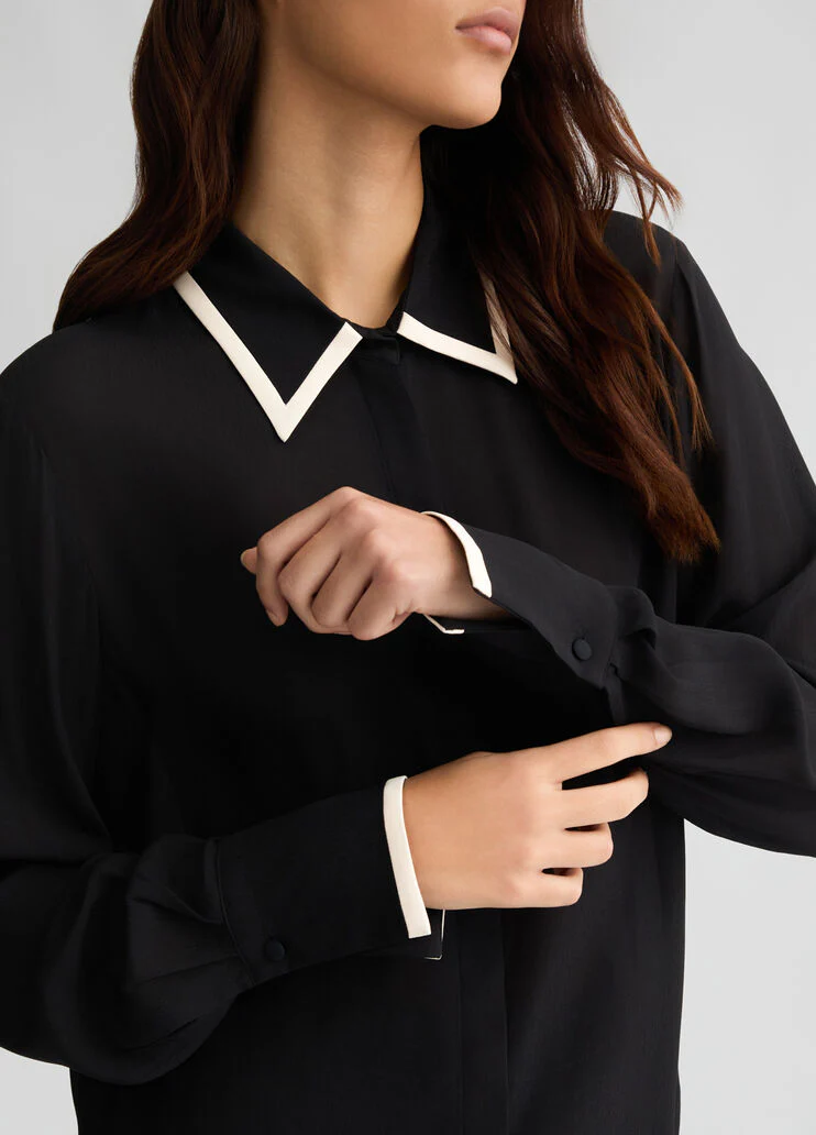 Black crepe de chine top