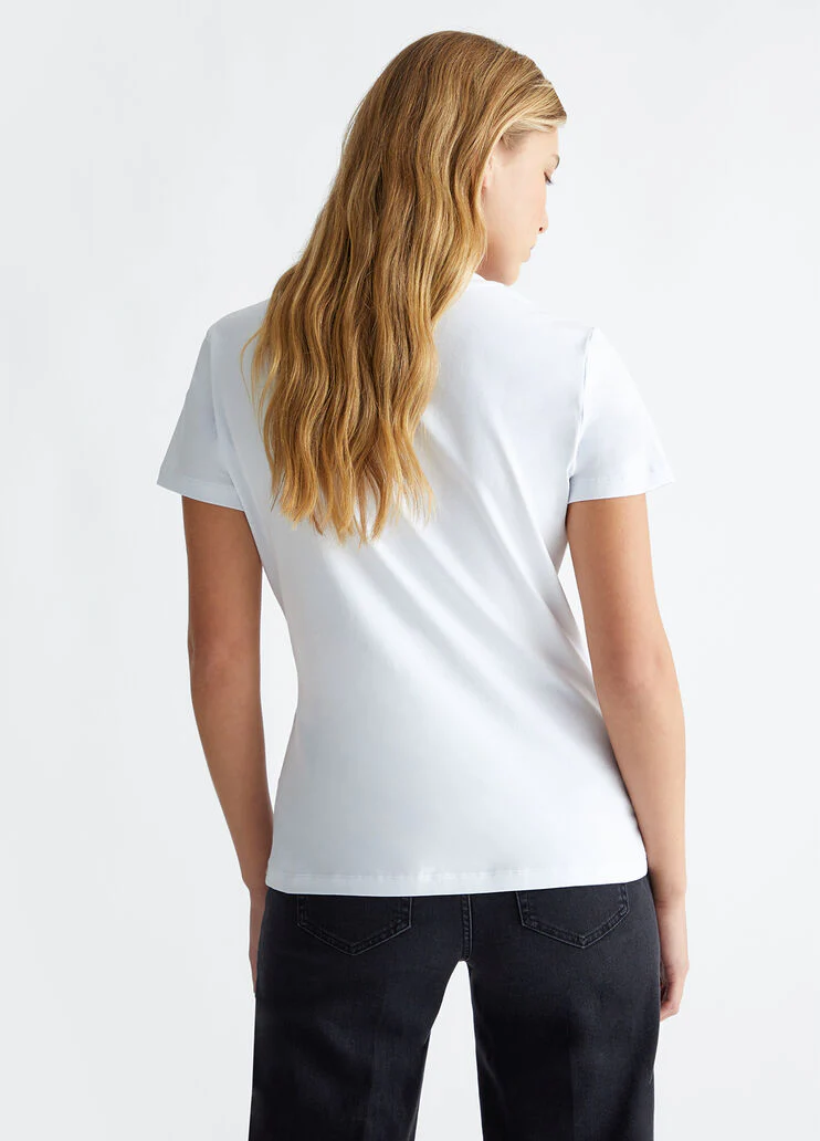 Cotton T-shirt with rhinestones