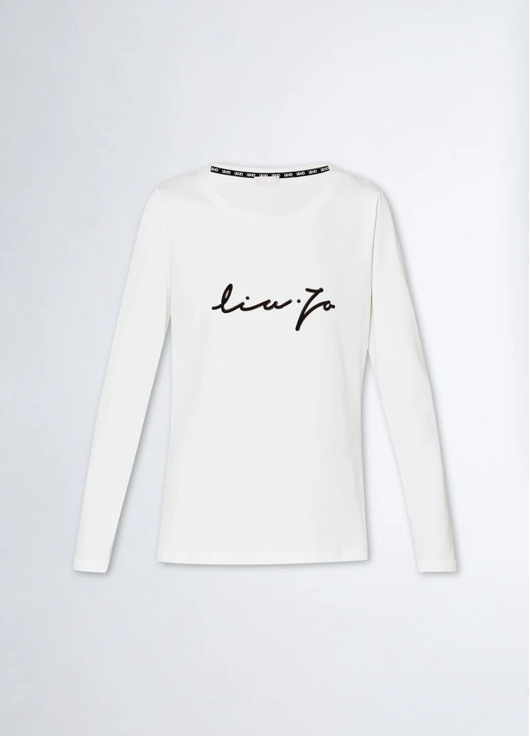 T-shirt with logo and gemstones