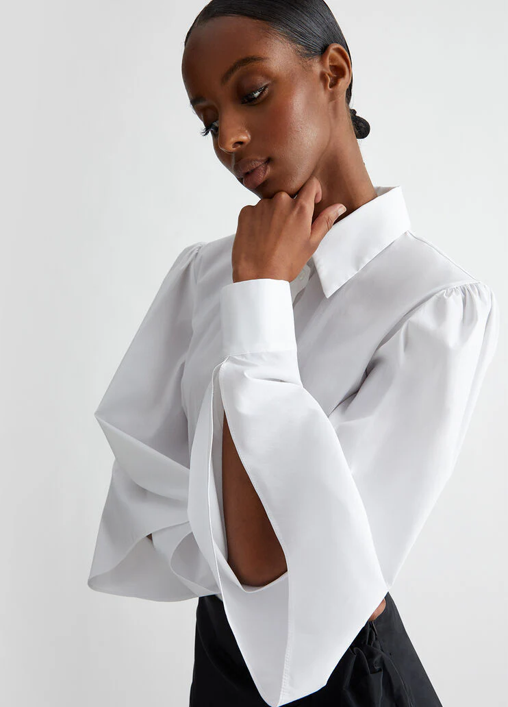 Poplin shirt with cut-outs