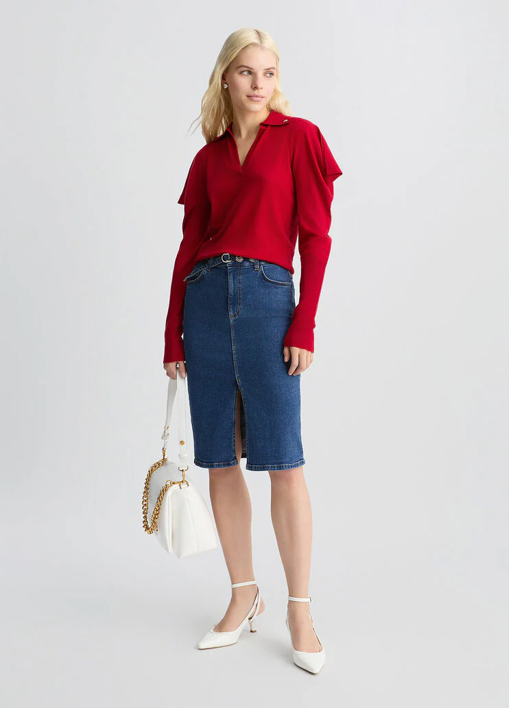 Red wool and cashmere jumper