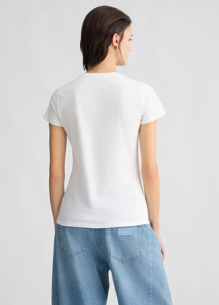 Printed T-shirt with rhinestones