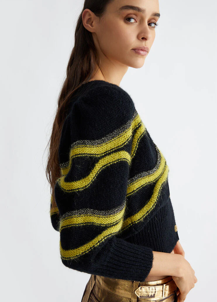 Alpaca-blend jacquard cardigan