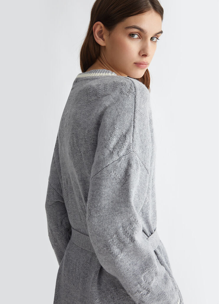 Long cardigan with belt