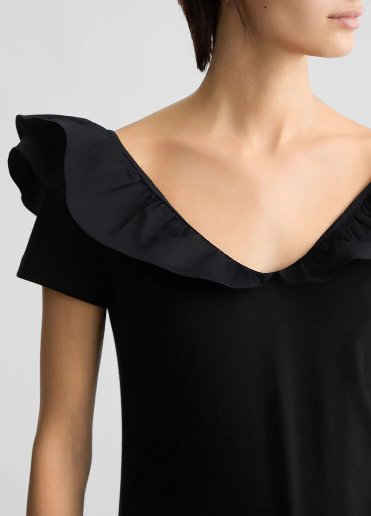 Cotton T-shirt with ruches