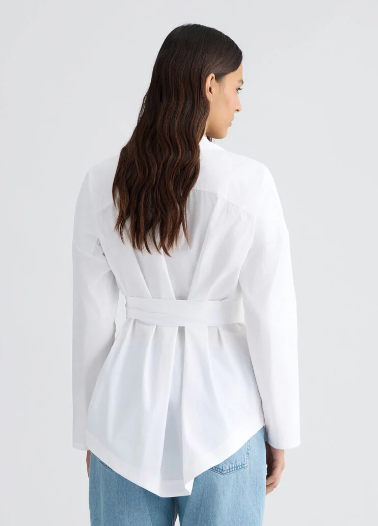 White shirt with sash belt