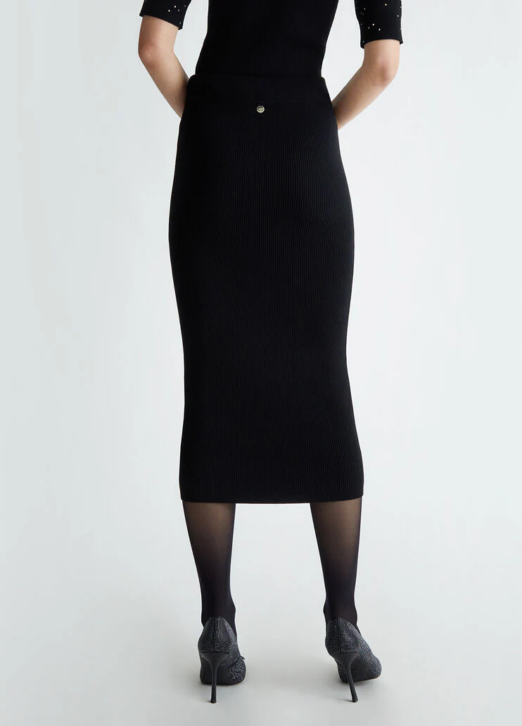 Midi skirt with dégradé rhinestones