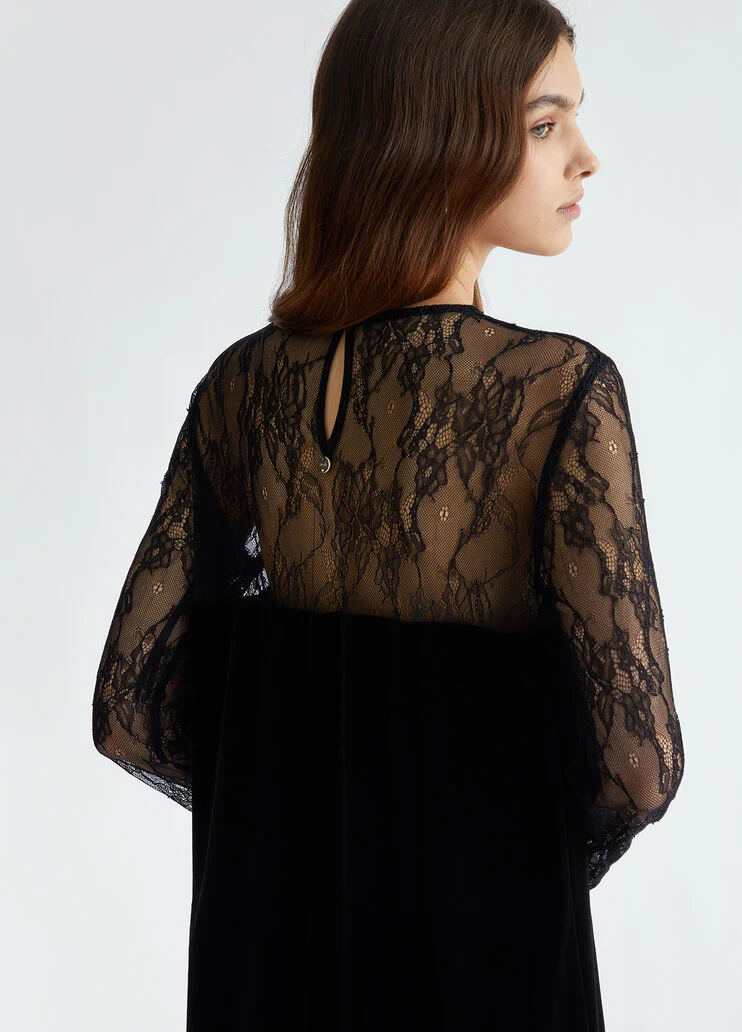 Short lace and velvet dress