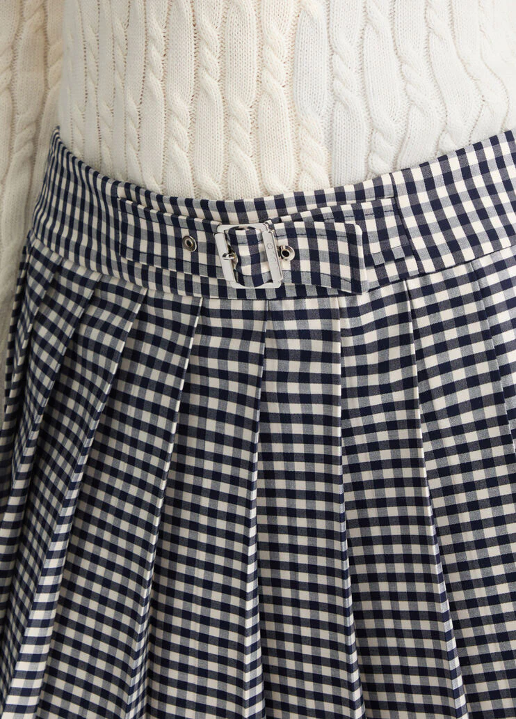 Pleated chequered miniskirt