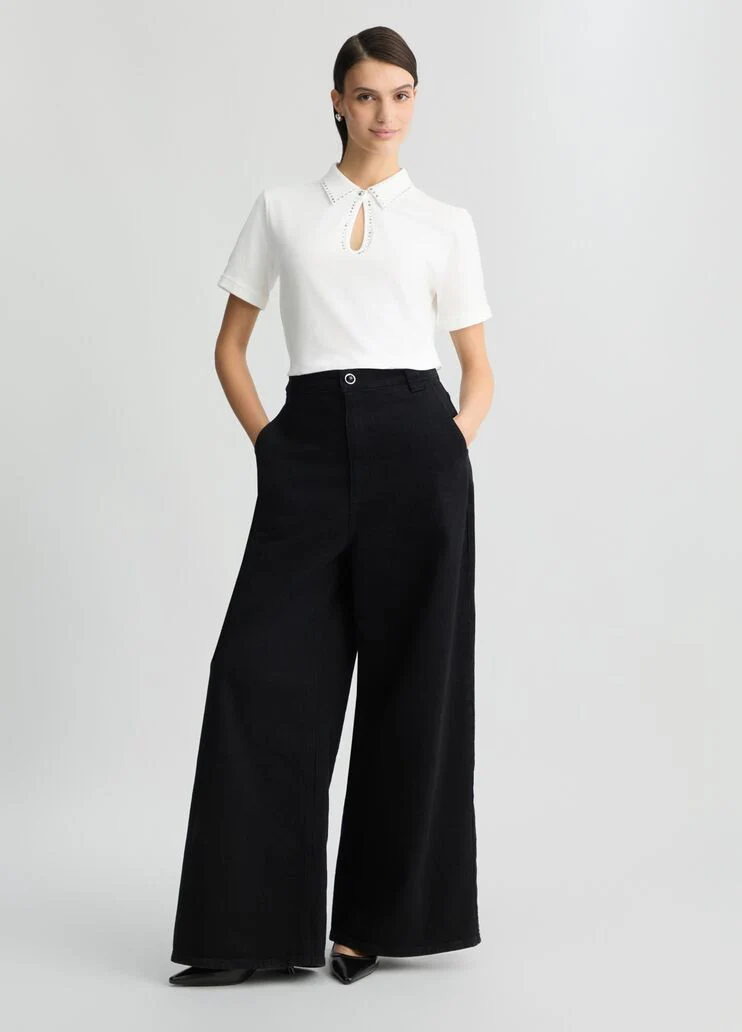 Polo shirt with rhinestones