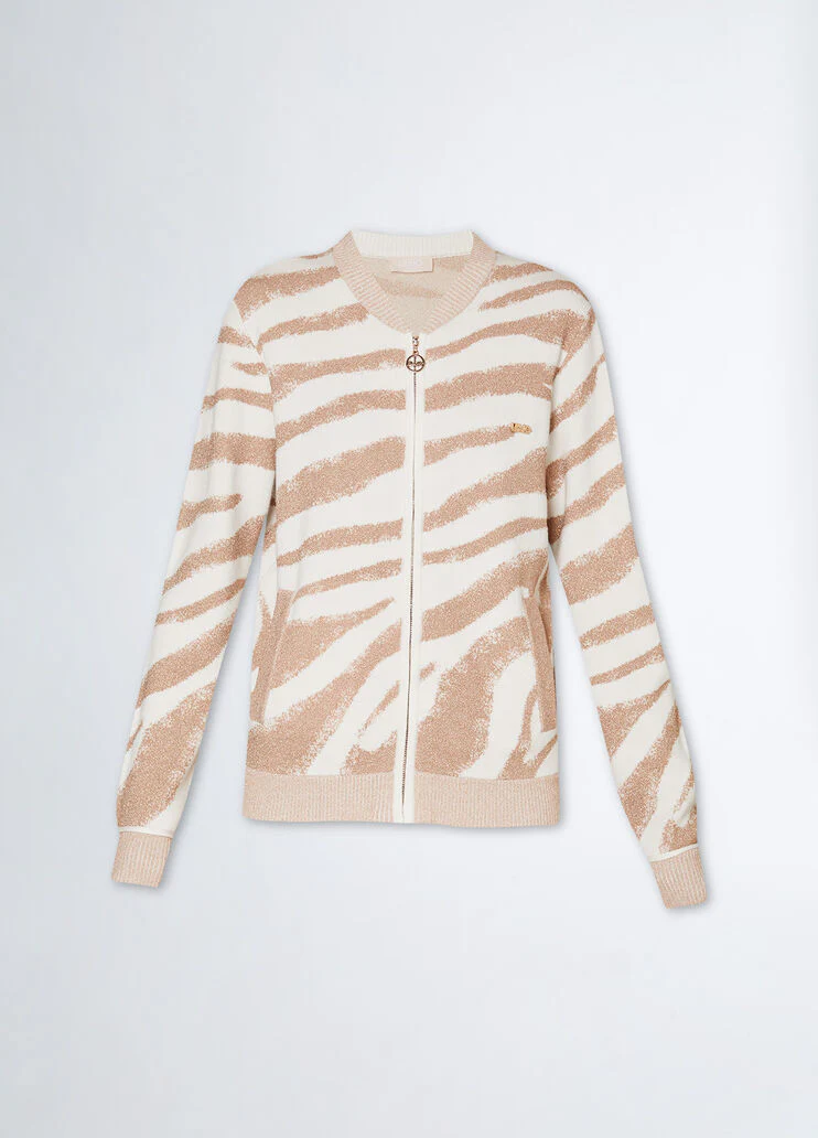 Jacquard cardigan with zip