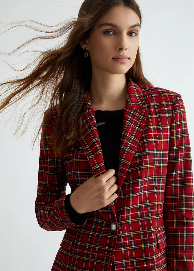 Red tartan blazer
