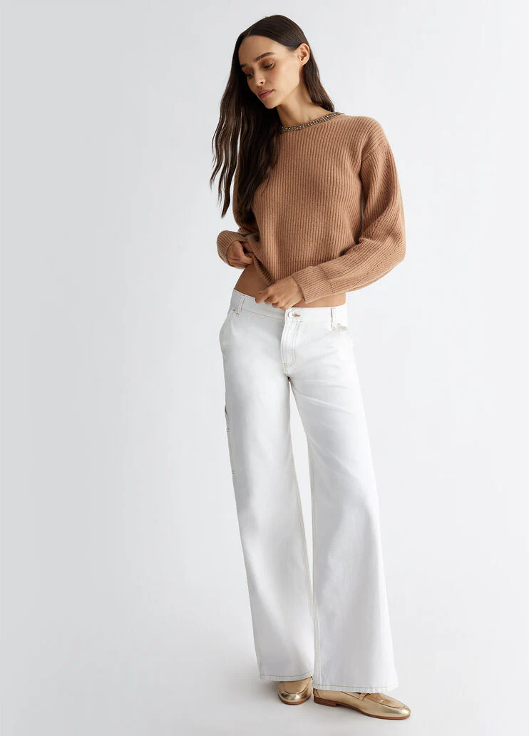 Wool sweater with gemstones