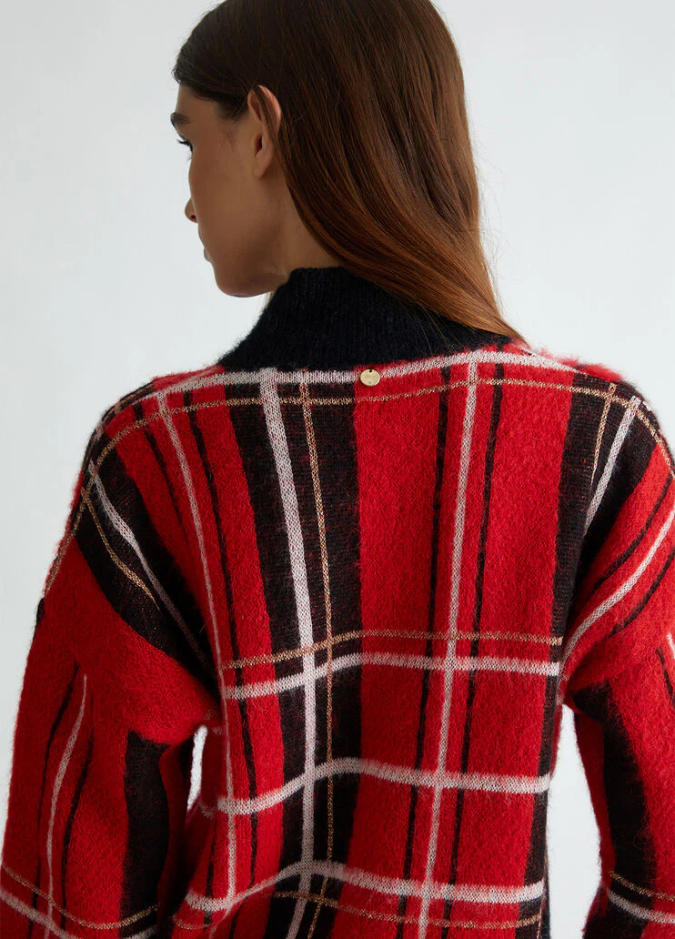 Red tartan pullover