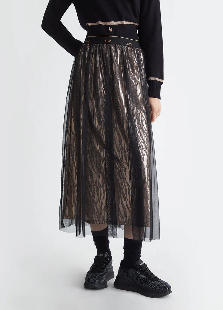 Animal-print jersey skirt