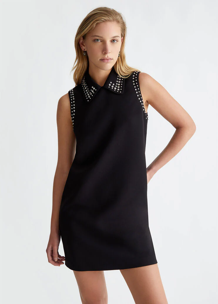 Crepe cady dress with rhinestones