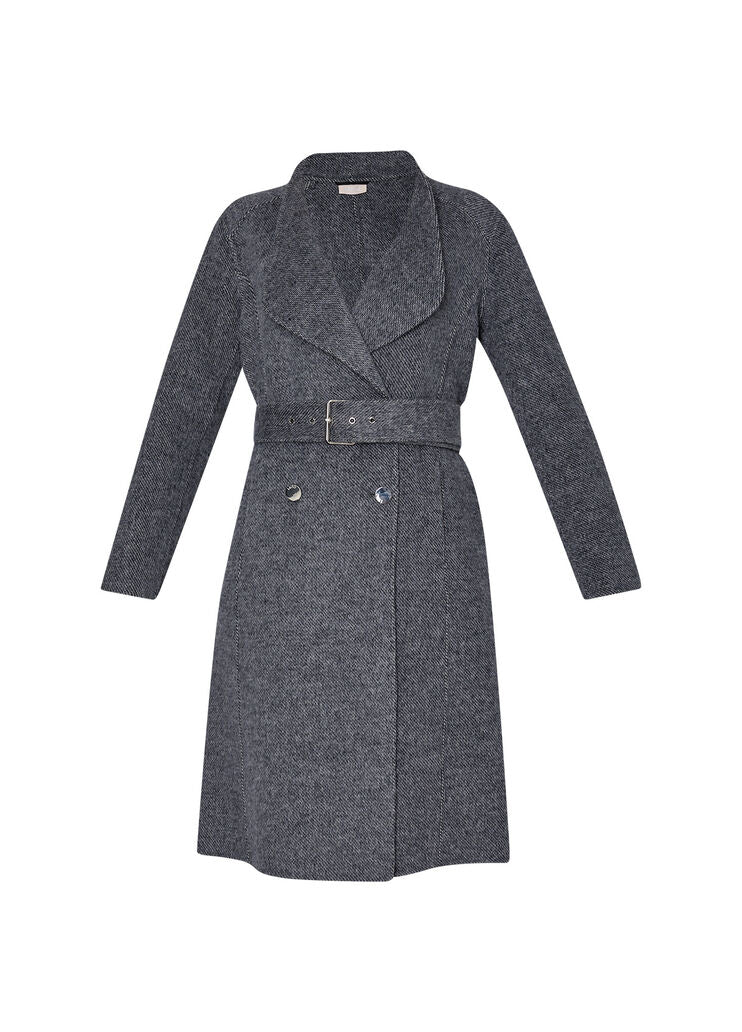 Double-breasted wool-blend coat